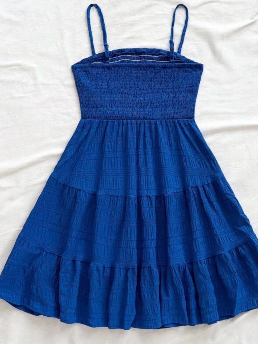 Blue Smocked Sundress - Sz L - Picture 2 of 3